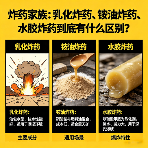 洪洞炸药家族：乳化炸药、铵油炸药、水胶炸药到底有什么区别？